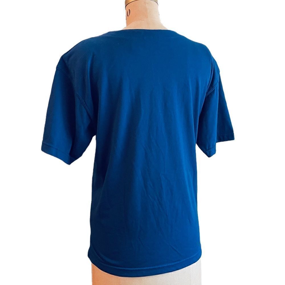 Blue button down V neck shirt - image 3